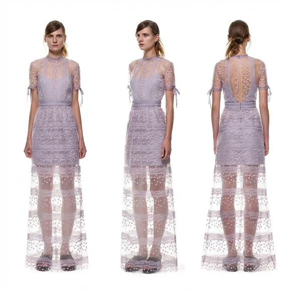 Self-Portrait Dresses & Skirts - Self-Portrait Lilac Sheer Dress